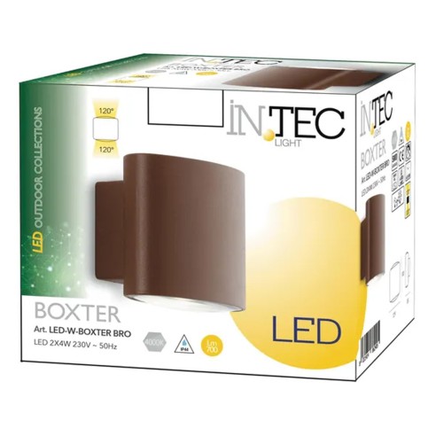 Applique da esterno LED Boxter in alluminio, bronzo, 4W, 700LM, IP44 IN.TEC