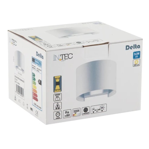 Applique da esterno LED Delta in alluminio, bianco, 2x5W, 675LM, IP54 IN.TEC