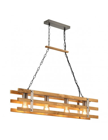 Khan lampadario sospensione 4xE27 legno/metallo Trio