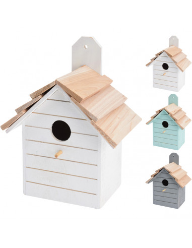 Casetta per uccellini in legno, rifugio 16x22 cm assortito