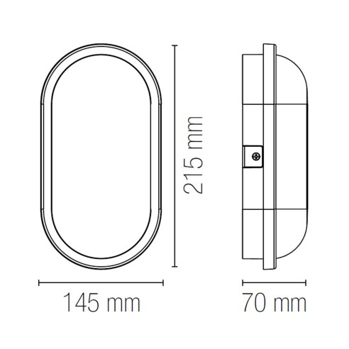 Plafoniera da esterno LED Shelly ovale, IP65 dimensioni