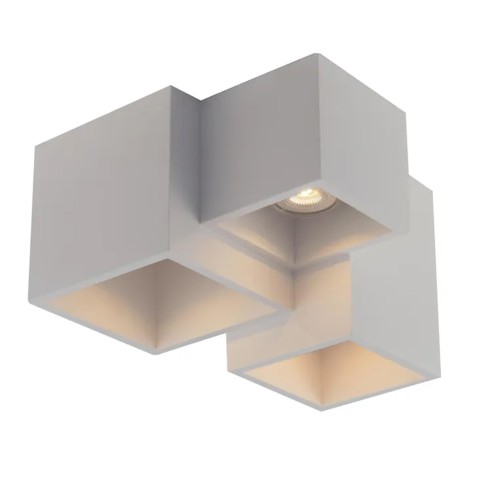 Plafoniera Foster in gesso bianco verniciabile 3xGU10 IN.TEC.