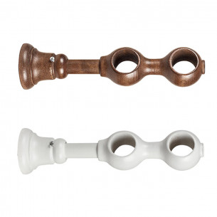 Supporto doppio chiuso per bastone tende D. 28mm legno
