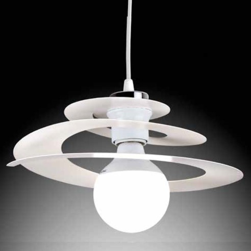 Lampadario sospensione Spirale 1xE27 in metallo verniciato bianco
