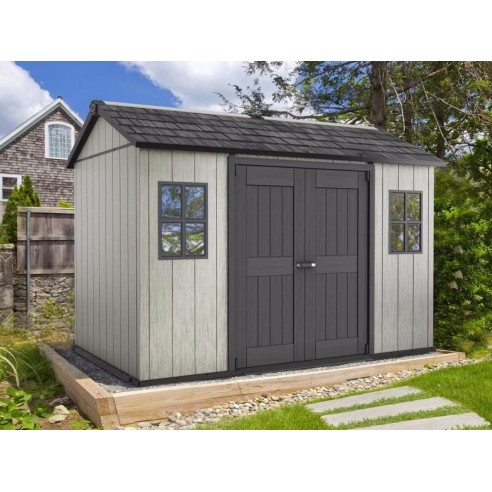 Keter casetta da giardino Oakland 1175 grigio ambientata