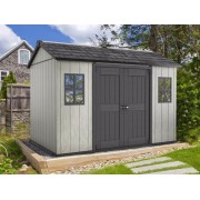 Keter casetta da giardino Oakland 1175 grigio ambientata