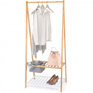 Stander appendiabiti bamboo con ripiano e cestino Domopak Living 2