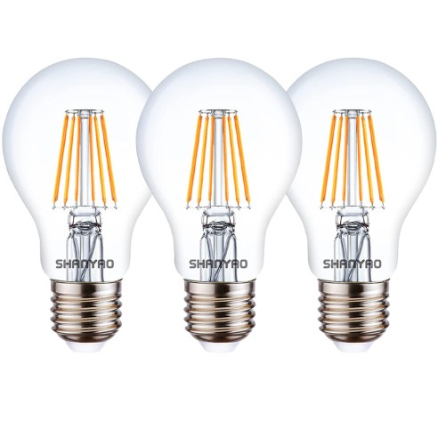 Lampadina a goccia trasparente 8 W 65W E27 880 lm 2700 K vetro 3 pz Shanyao