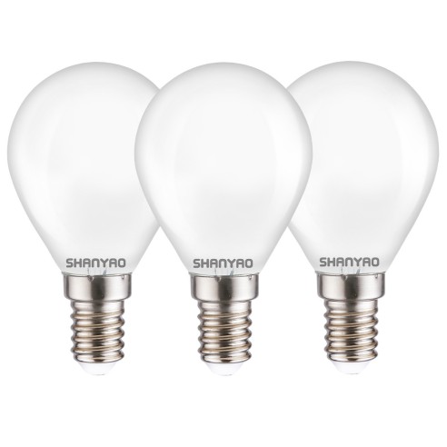 Lampadina a sfera smerigliata G45 4 W 40W E14 440 lm 2700 K vetro 3 pz Shanyao