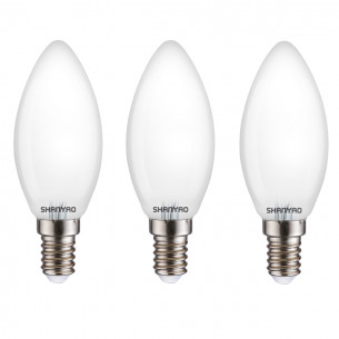 Lampadina a candela smerigliata C37 4 W 40W E14 452 lm 4000 K vetro 3 pz Shanyao