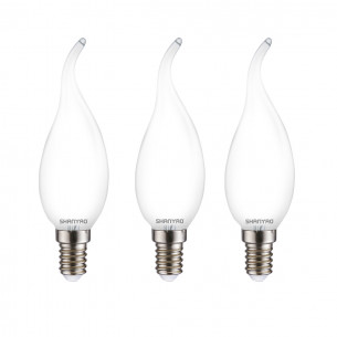 Lampadina candela smerigliata C37F 4 W 40W E14 452 lm 4000 K vetro 3 pz Shanyao