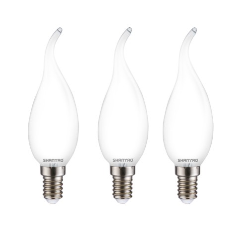 Lampadina candela smerigliata C37F 4 W 40W E14 440 lm 2700 K vetro 3 pz Shanyao