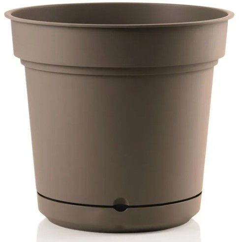 Vaso per piante e fiori Hydral con sistema riserva d'acqua e sottovaso 
 Teraplast bruno