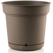 Vaso per piante e fiori Hydral con sistema riserva d'acqua e sottovaso 
 Teraplast bruno