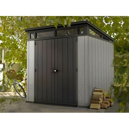 Keter casetta da giardino Artisan 7x7 grigio ambientata