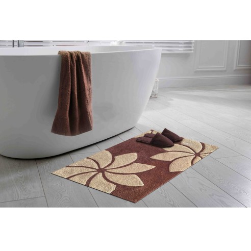 Tappeto bagno Loto in cotone Sobel caffè ambientato