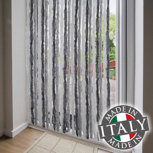 Tenda per porta in ciniglia 23 fili L100xH220cm bicolore bianco grigio