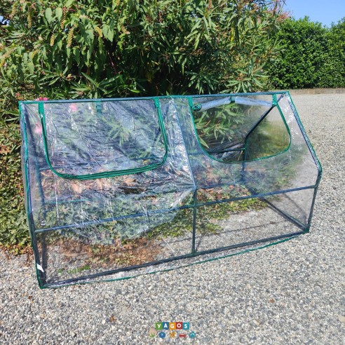 Mini serra da balcone con 2 finestre avvolgibili L180xP92xH92 cm Kepos Garden ambientata