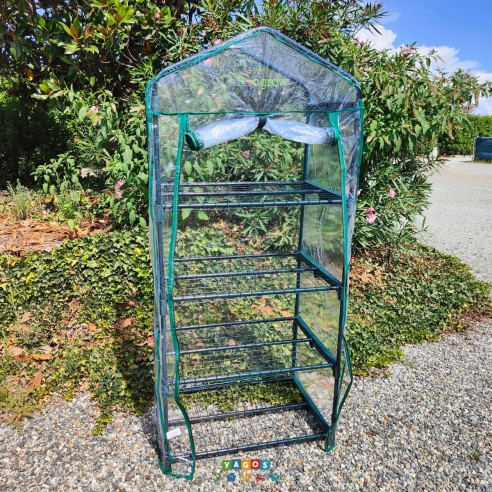 Serra da giardino e terrazzo  4 ripiani L70xP49xH160 cm Kepos Garden ambientata