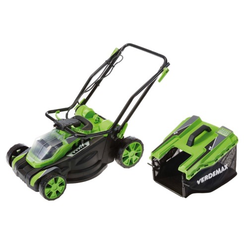 Rasaerba a batteria 20V 2Ah lama 38cm mulching RS20 Verdemax 4354 cestello erba