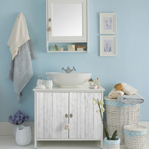 Pellicola adesiva per mobili Shabby Wood 45cmx2m ambientata