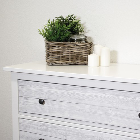Pellicola adesiva per mobili Shabby Wood 45cmx2m ambientata