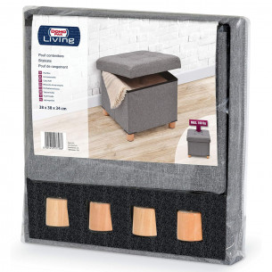 Pouf Contenitore Ottoman In Legno E Tessuto - Sgabello Con Seduta Imbottita E Panca Per Scarpe - 120x40x40 Cm - Marrone - Grande Capacità