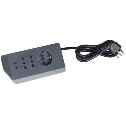Multipresa da scrivania 2 prese USB tipo A+C grigia Bticino S3711GBU