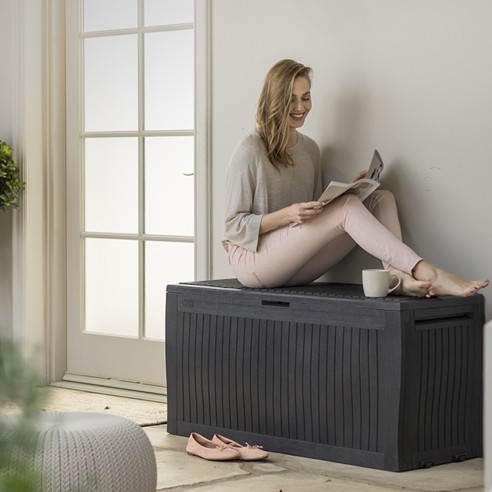 Baule cassapanca da esterno KETER Comfy in resina grigio antracite 117x45 cm