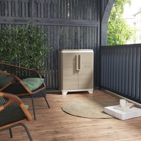 Mobile raccolta differenziata Keter Split Premium Wood ambientato