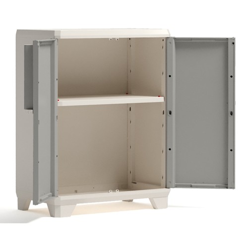 Keter armadio Linear Wood basso in resina grigio tortora