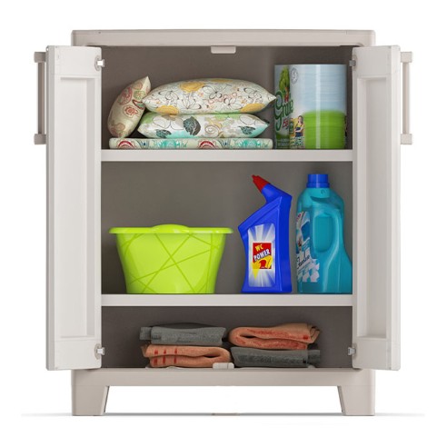 keter Gulliver basso armadio in resina beige/sabbia ambientato