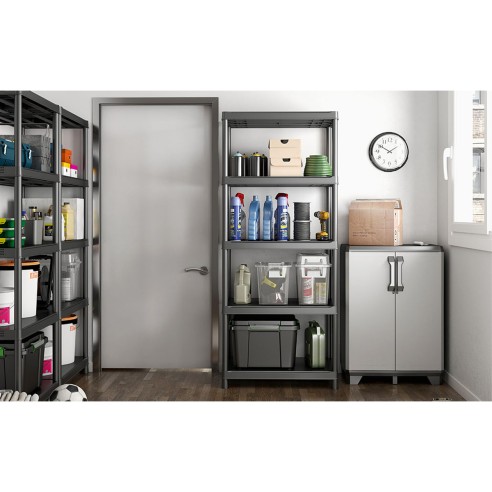 keter scaffale in plastica Plus Shelf L80xP40xH187 cm 5 ripiani ambientato