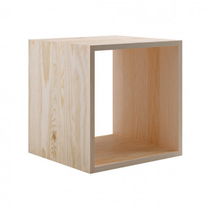 Mensola a muro cubo quadrato in legno naturale