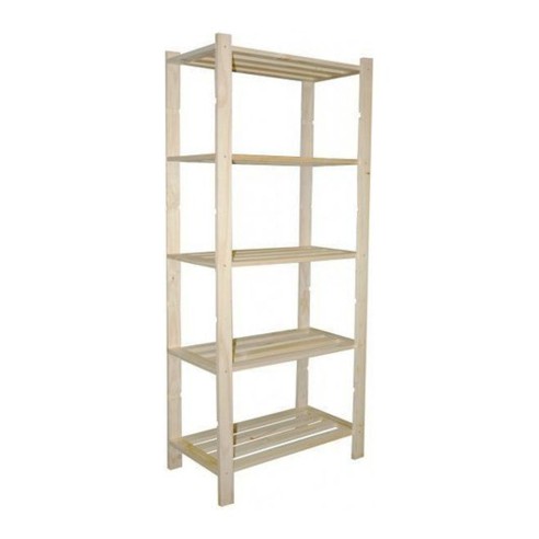 Scaffale legno di pino grezzo naturale 5 ripiani L70xP30xH170 cm
