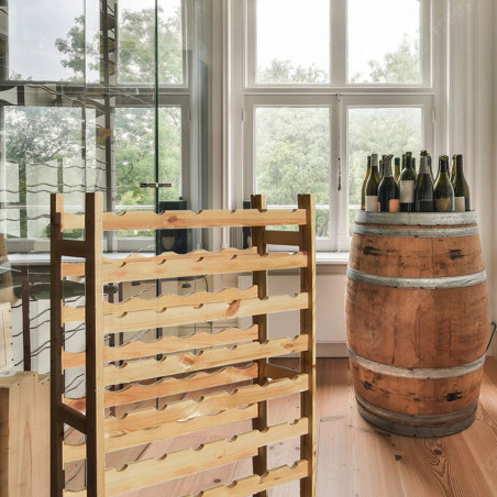 Cantinetta vino portabottiglie in legno naturale 42 posti su