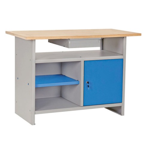 Banco da lavoro Prometal 120 x 60 x H84 cm con piano in legno