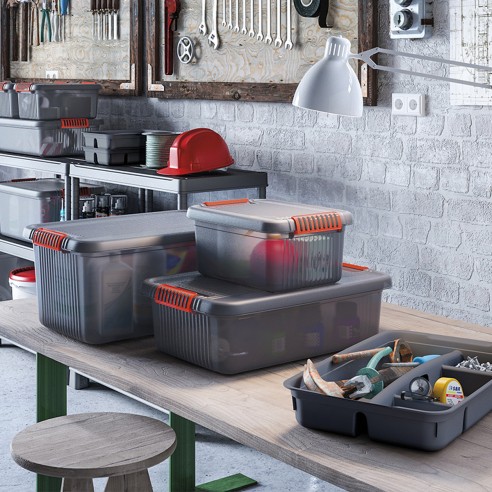 Kis contenitore K Latch box S grigio trasparente