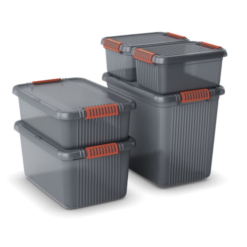 Kis contenitore K Latch box S grigio trasparente impilabile
