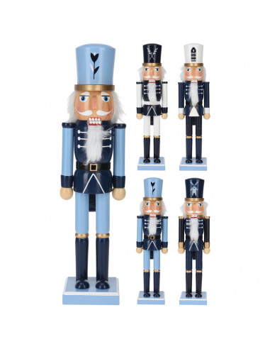 Schiaccianoci in legno soldato natalizio blu H 25 cm assortito H&S Collection