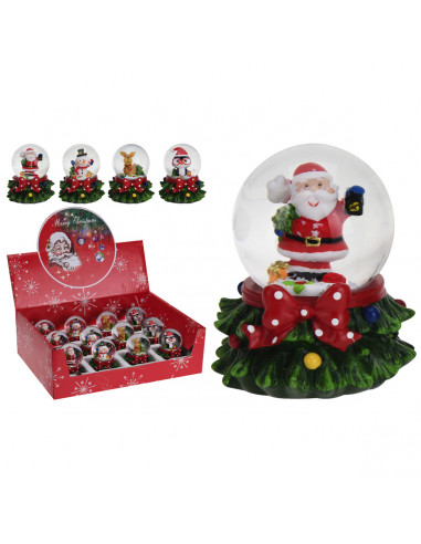 Palla di vetro con neve e personaggi natalizi H6 cm assortito H&S Collection
