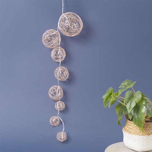 Ghirlanda natalizia Sfere dorate con 8 LED 90 cm