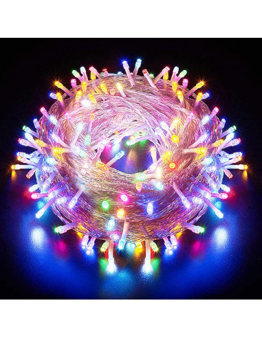Luci di Natale cavo trasparente 300 LED multicolor giochi luce 18 m Prequ D3736