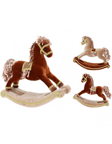 Decorazione natalizia cavallo a dondolo brown 16 cm assortito
