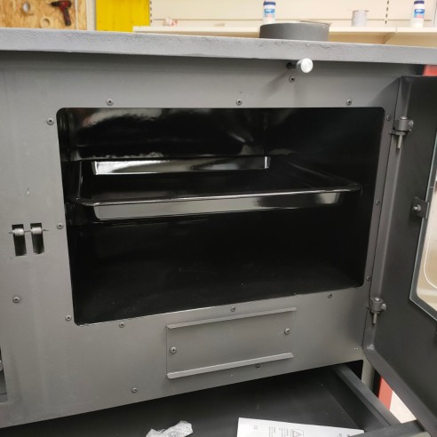 Cucina a legna Lina acciaio rosso Blinky forno