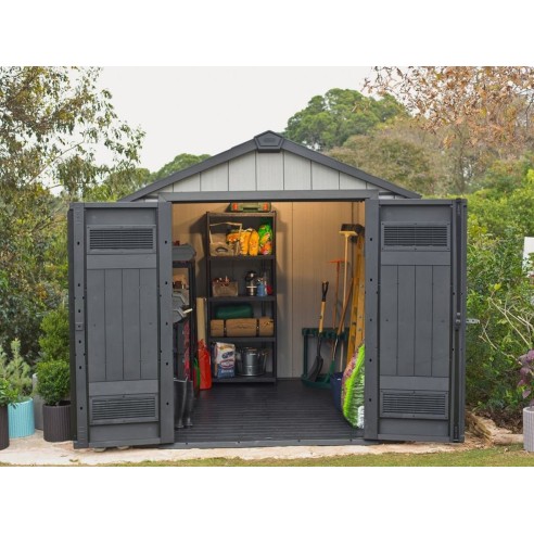 Keter casetta da giardino Oakland 757 grigio ambientata
