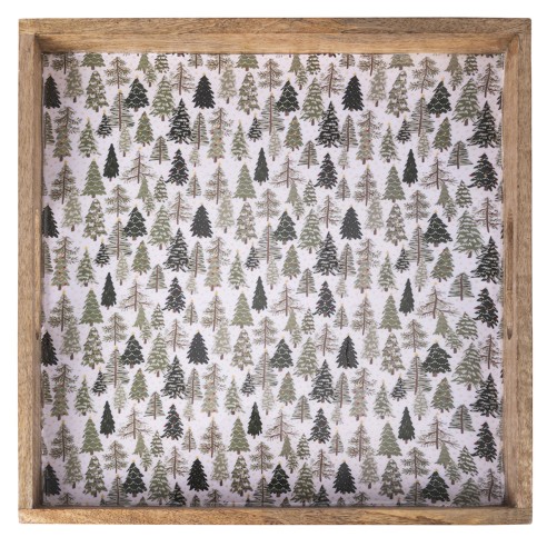 Vassoio natalizio quadrato 35x35cm in legno di mango Xmas Nature