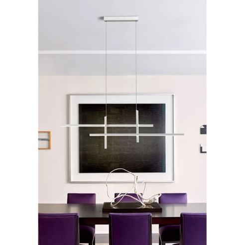 Trinidad lampadario LED integrato, 4 luci, 1900LM, bianco, Novecento ambientato