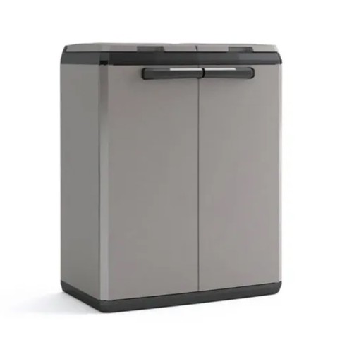 Kit Portarifiuti Da Anta Ad Apertura Automatica – 2 Secchi Da 8L Inclusi – Grigio – Made In Italy