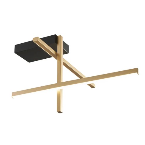 Trinidad plafoniera LED integrato, nero/oro, 1050LM, Novecento